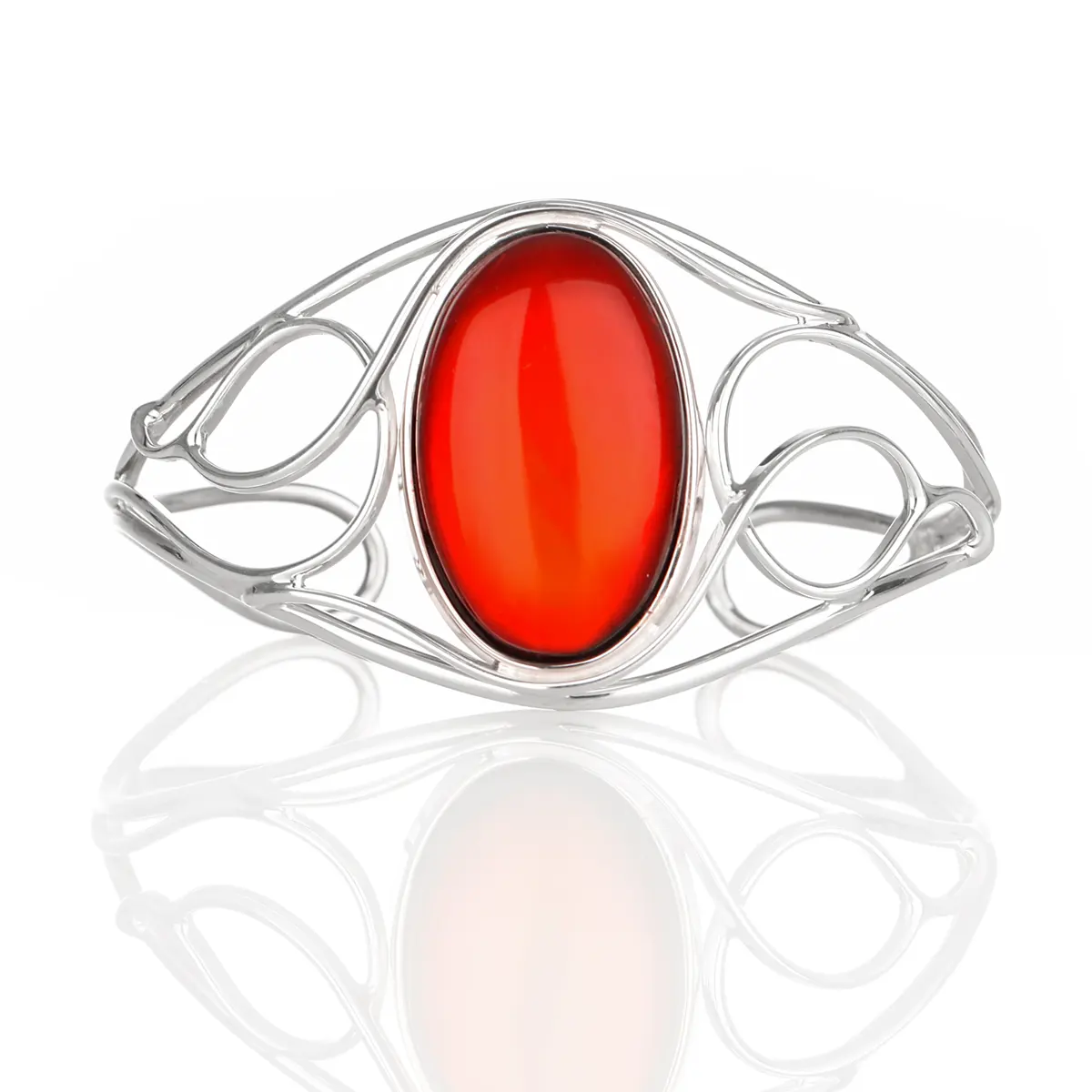 Red Amber Bangle - Irischer Armreif aus rotem Bernstein & Sterling Silber Red Amber Bangle - Irischer Armreif aus rotem Bernstein & Sterling Silber