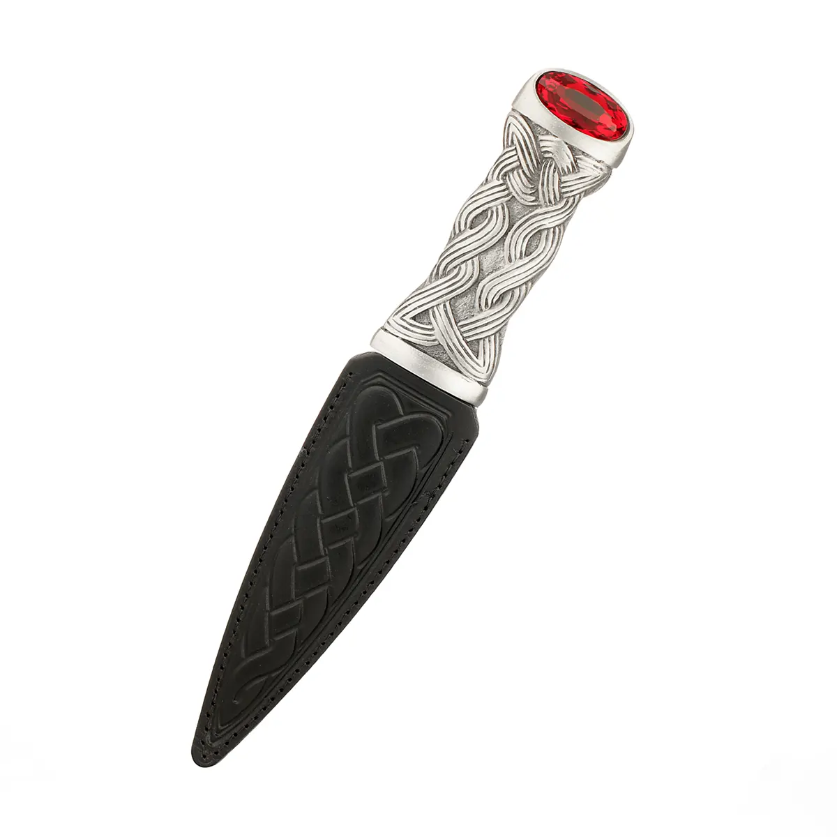 Highland Sgian Dubh mit Zinngriff und rotem Kristall – handgefertigt in Schottland Highland Sgian Dubh mit Zinngriff und rotem Kristall – handgefertigt in Schottland
