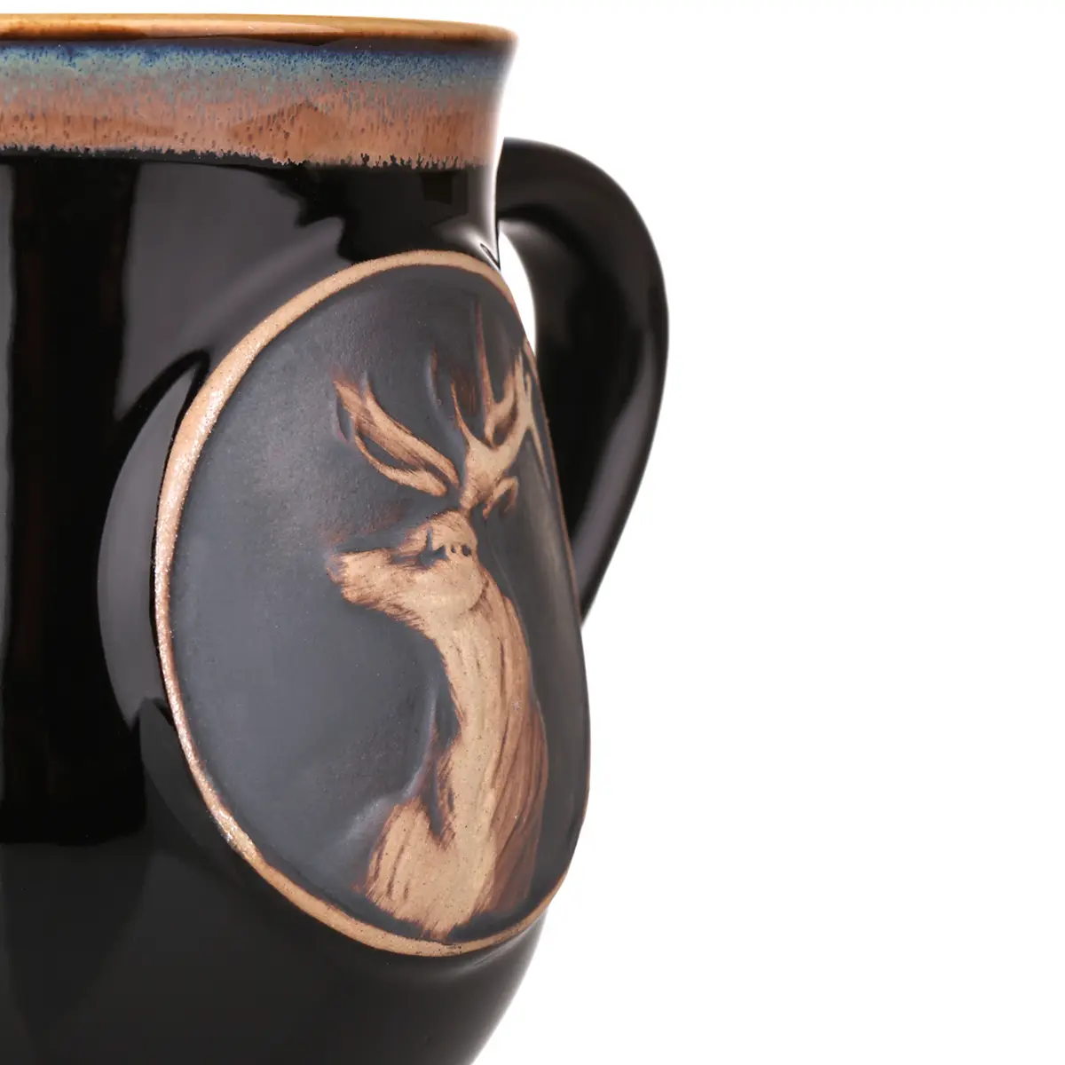 kaffee-becher-mug-tasse-schottland-highland-stag-hirsch-004 Highland Stag Stoneware Mug - Schottischer Hirsch Keramik Becher in Schwarz