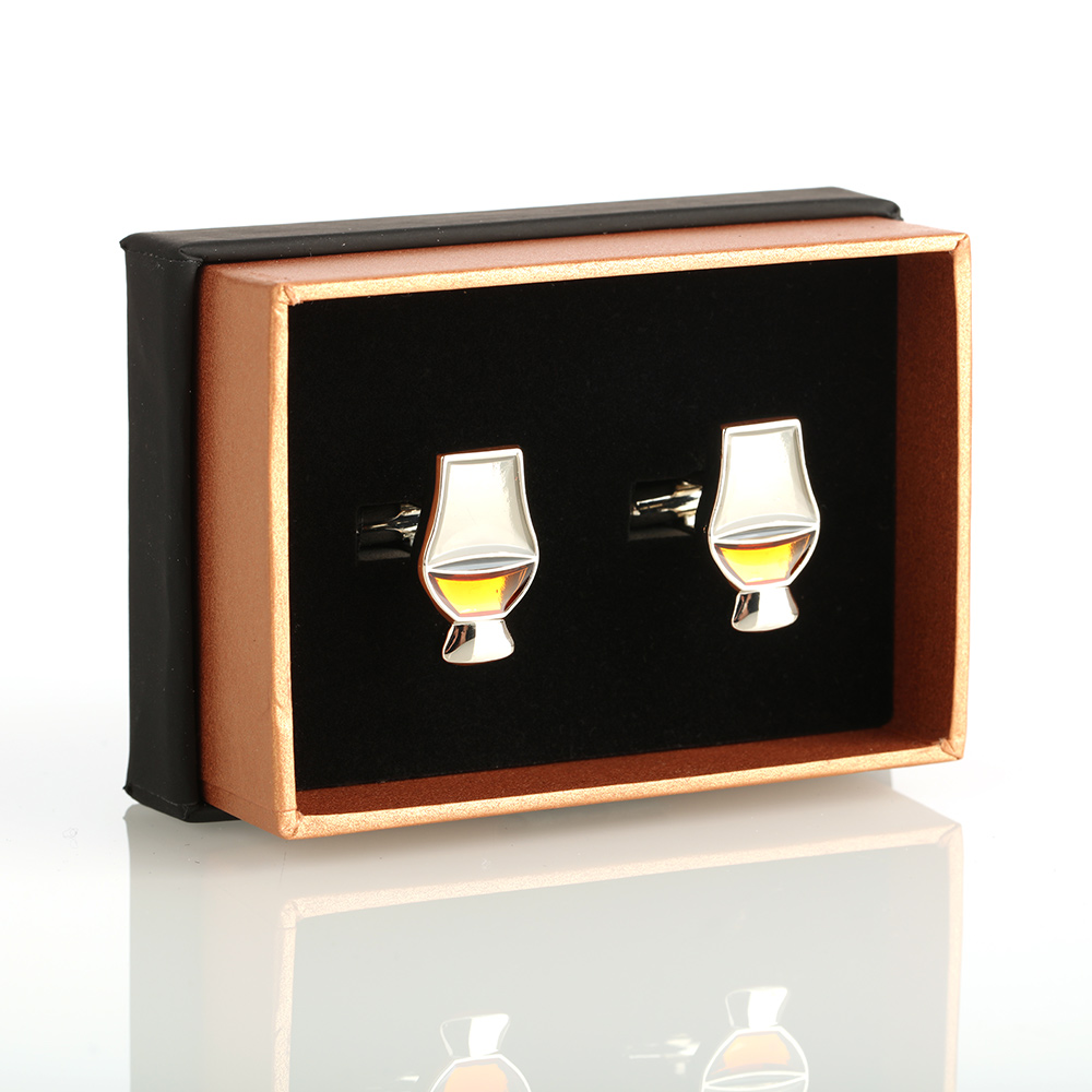 Original Glencairn Crystal Manschettenknöpfe aus Schottland in Whiskyglas Form 