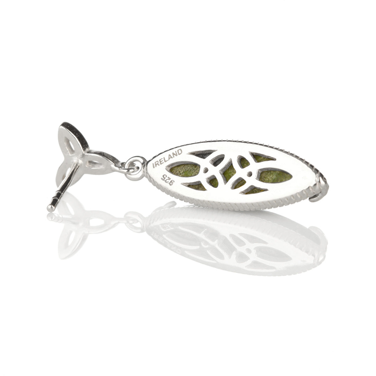 Connemara Trinity - Tropfenförmige Ohrhänger aus grünem Marmor & Sterling Silber