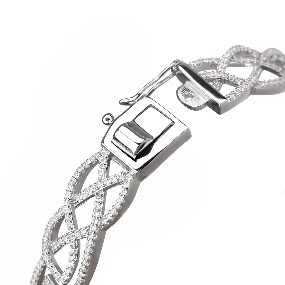 armreif-armschmuck-irland-keltisch-celtic-pattern-silber-kristall-003 Celtic Interlace - keltischer Armreif aus Sterling Silber & Kristall - Handgefertigt in Irland