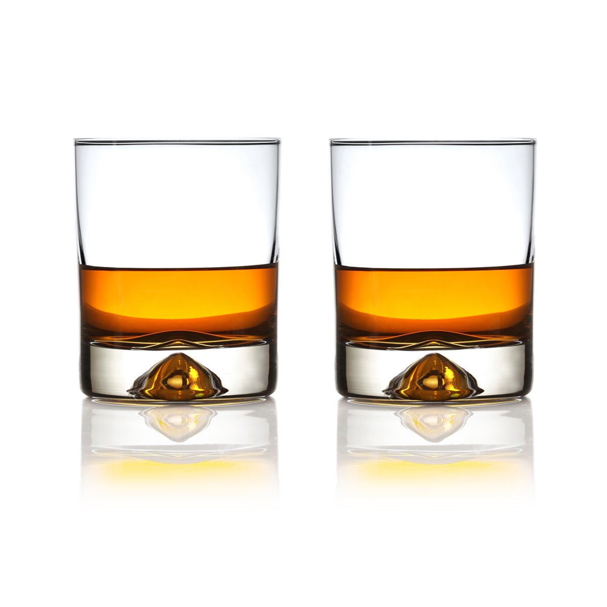 2 x Classic Whisky Tumbler (Dimple Base) - Handgefertigt aus Kristallglas
