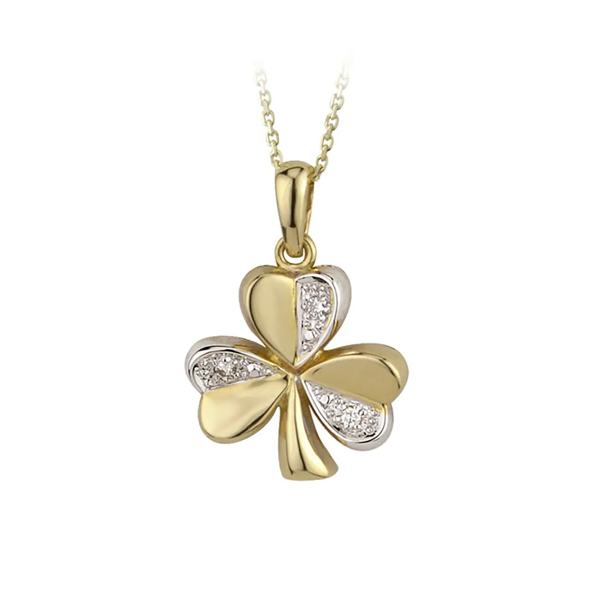 Diamond Shamrock - Irische Kleeblatt Kette aus Gold mit Diamanten