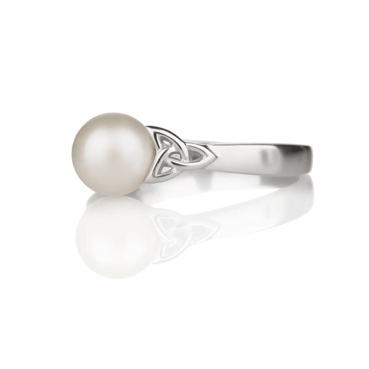Ring-Irland-Keltisch-Trinity-Perle-Silber-002 Trinity Pearl Ring - Sterling Silber mit Perle - handgefertigt in Irland