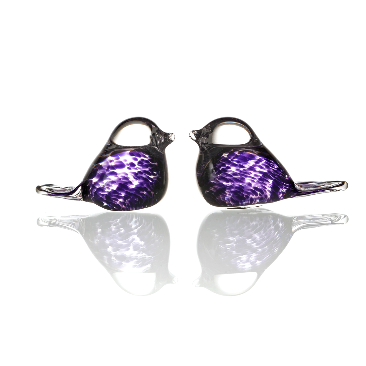 Celtic-love-birds-kristall-glas-irland-wild-heather-002 Wild Heather Love Birds - 2 handgefertigte Kristallglas Vögel aus Irland