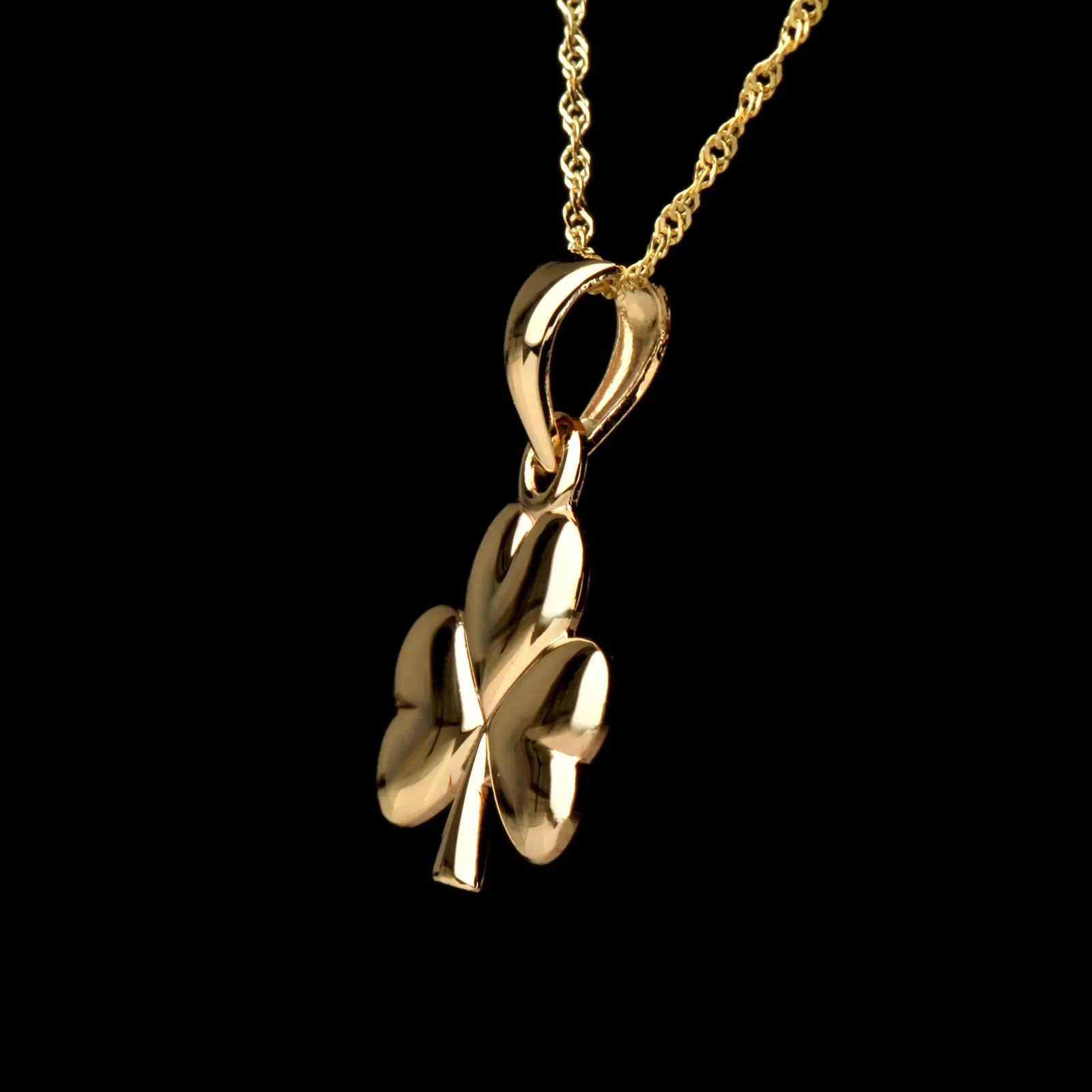 Shiny Irish Shamrock - Irische Kleeblatt Kette aus 14K Gold