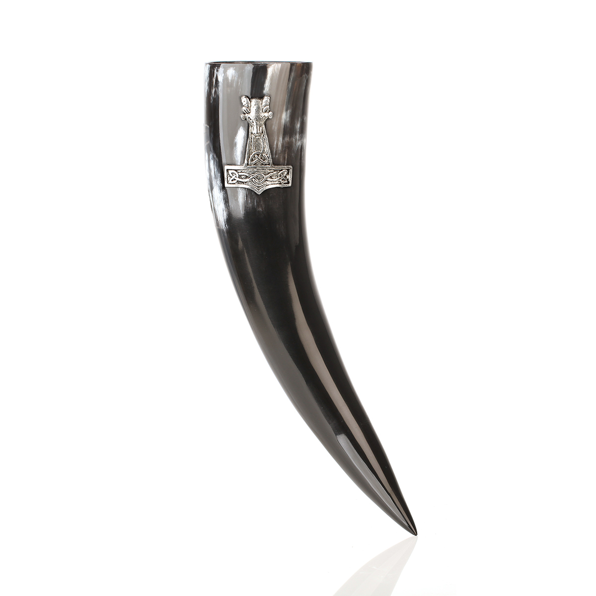 Mjölnir Ziegenkopf - Thors Hammer Trinkhorn aus Rinderhorn - ca 0,5 Liter