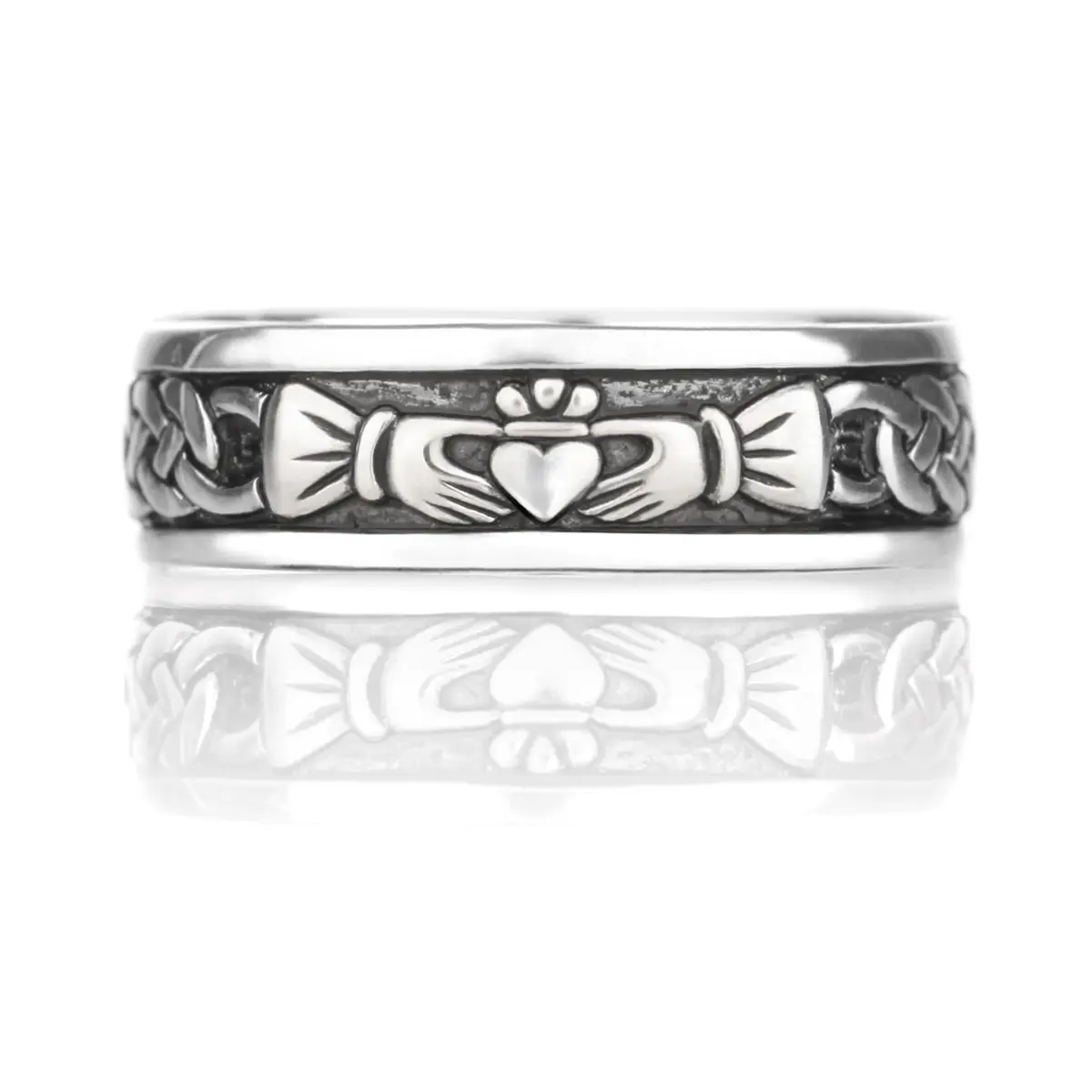 Herren Claddagh Ring aus Sterling Silber - handgefertigt in Irland