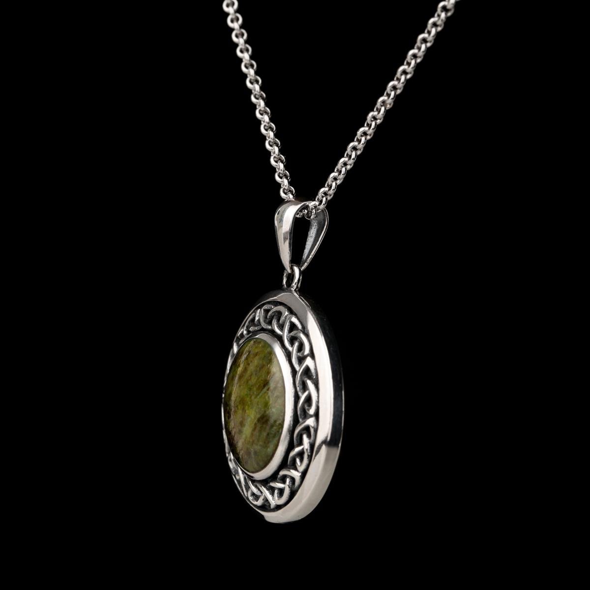 kette-anhaenger-irland-connemara-marmor-keltisch-silber-011 Silver Celtic Shield - Irische Kette aus Connemara Marmor & Sterling Silber