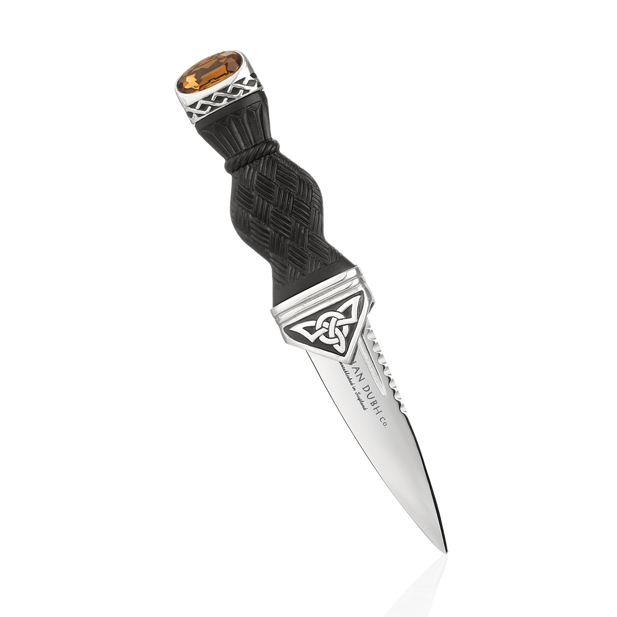 Cairngorm Amber Highland Sgian Dubh aus Schottland - Keltische Muster & Kristall