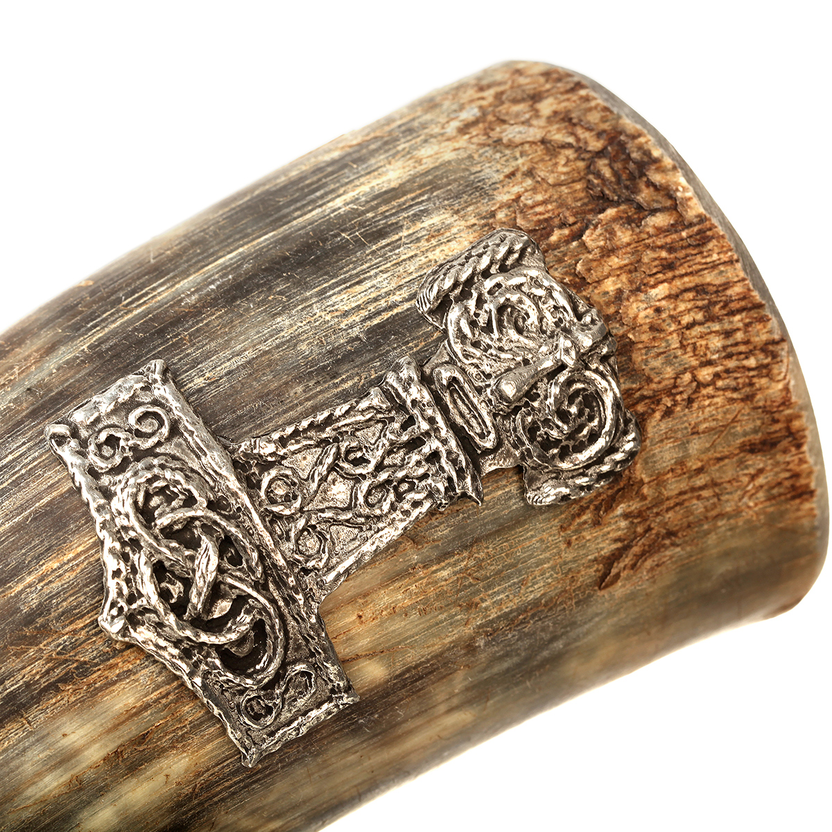 trinkhorn-wikinger-thors-hammer-mjoelnir-009MtR81DPNFk2pB Mjölnir Rå - Thors Hammer Trinkhorn - ca 0,5 Liter - Rinderhorn Natur / Roh