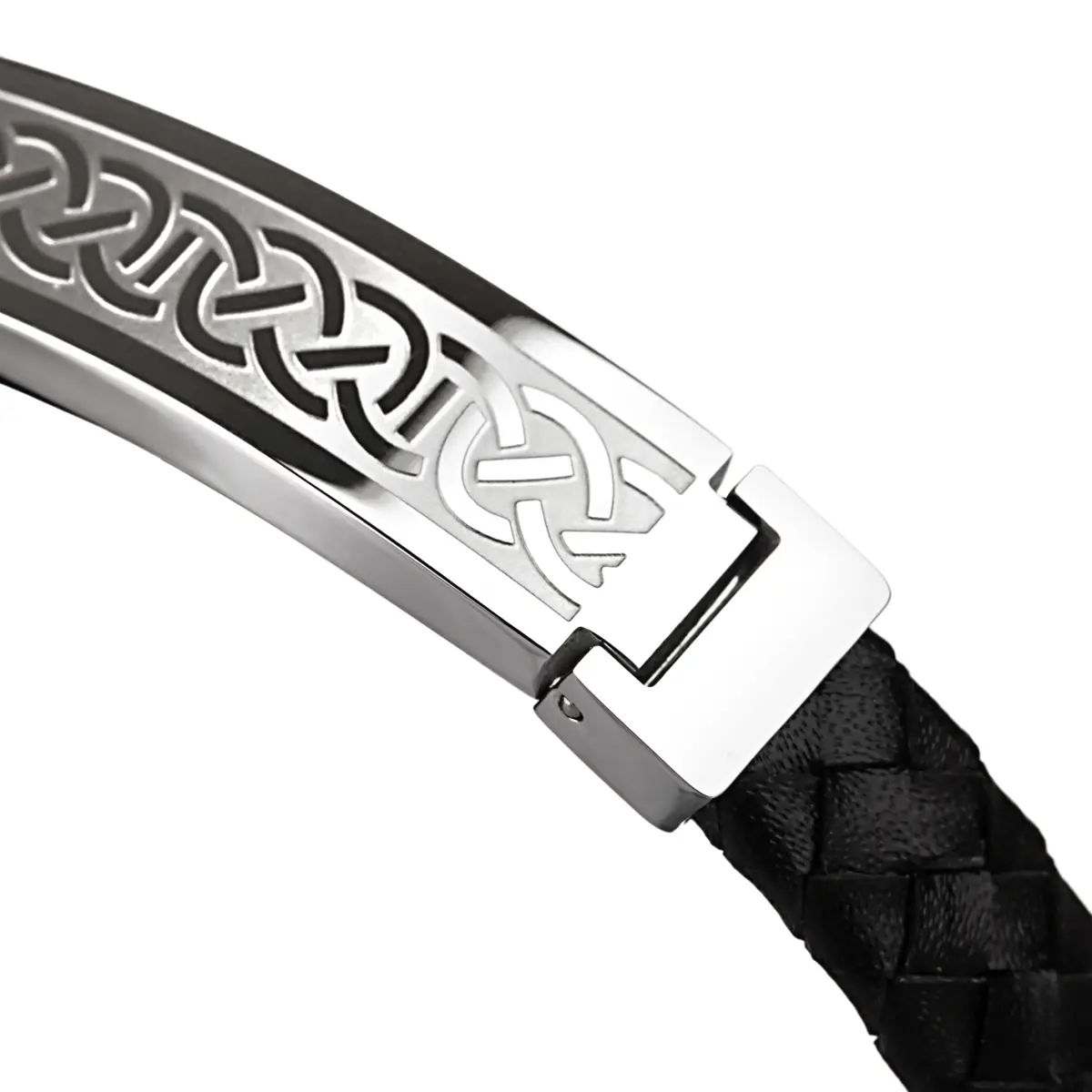 Armband-Leder-Edelstahl-keltisch-irischer-schmuck-007 Celtic Knots - Keltisches Leder & Edelstahl Armband aus Irland