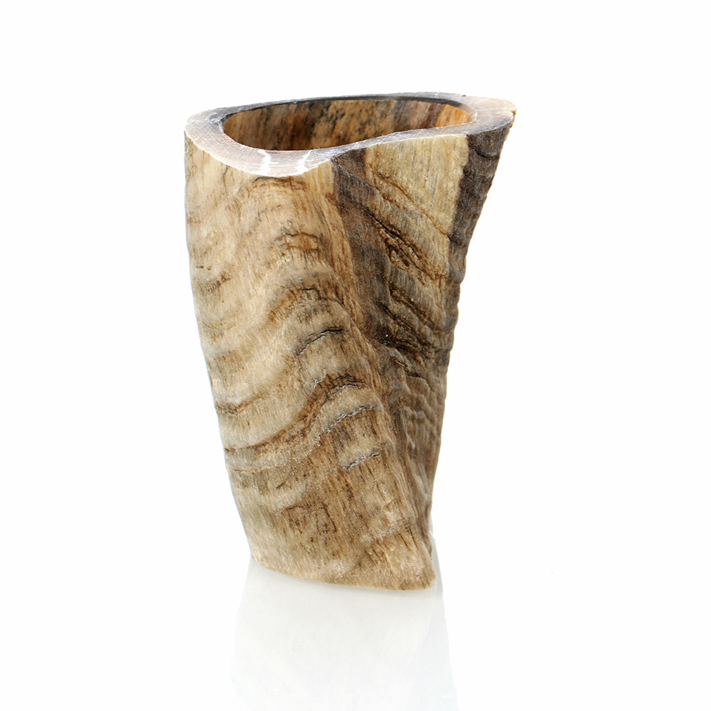 Shot-Glas-Becher-Schafshorn-Natur-004 Shotbecher  / Schnapsbecher aus echtem Widderhorn / Schafshorn - aussen natur