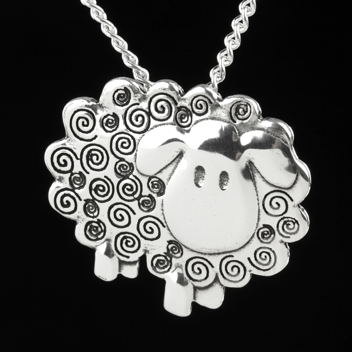Kette-anhaenger-schaf-sheep-swirly-silber-001 Swirly Sheep Kette - Süßes Schaf aus England
