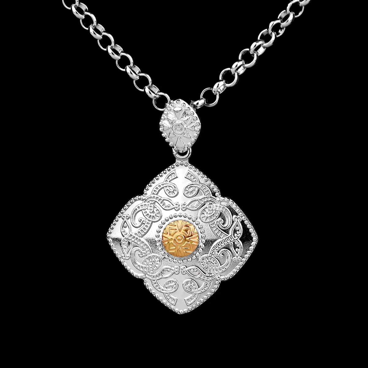 kette-anhaenger-keltisch-celtic-warrior-irland-silber-gold-kite-002 Celtic Warrior - Kite Style - keltische Kette aus Irland mit Gold Bead