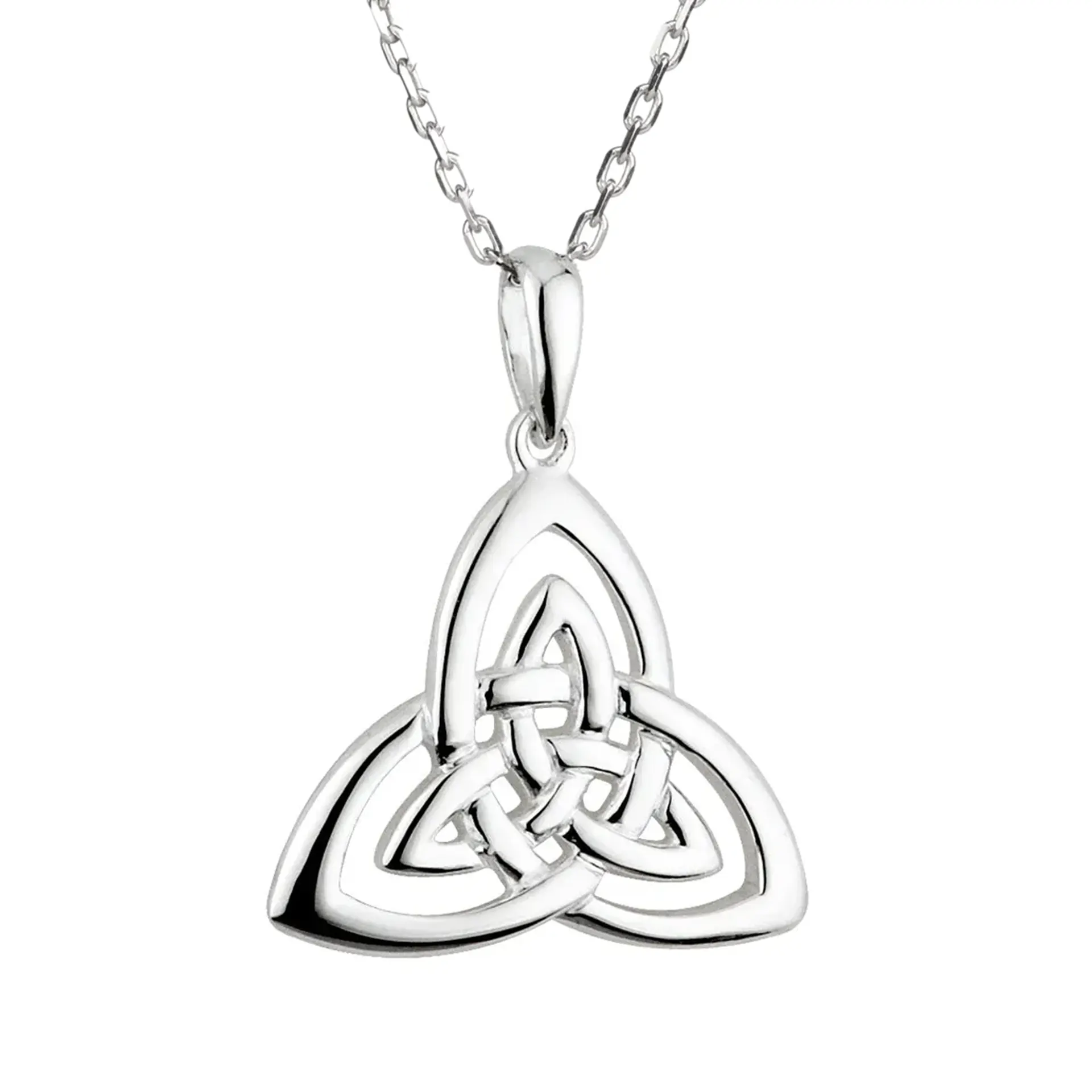 Keltischer Anhänger aus Sterlingsilber – Verschlungene Trinity-Knoten mit Kette aus Irland