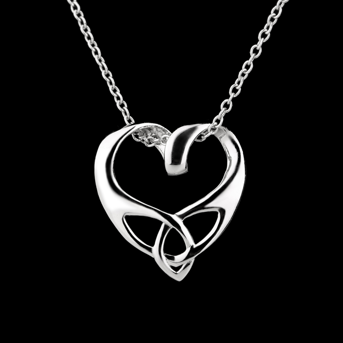 Nouveau Trinity Heart Kette - Keltischer Anhänger - Sterling Silber aus Irland