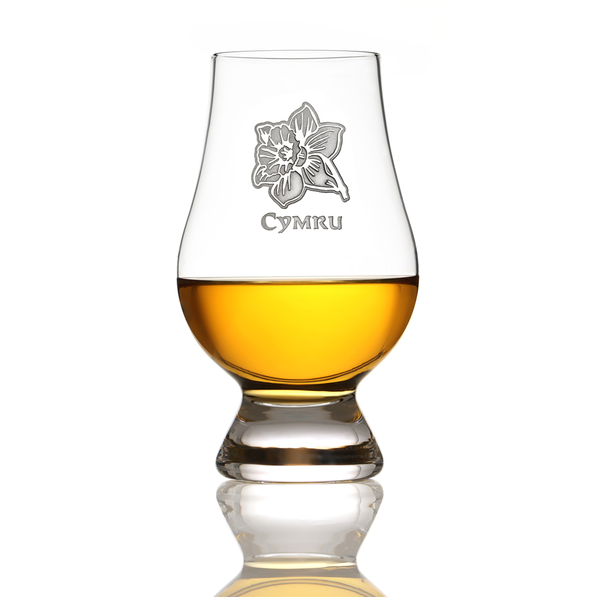 Glencairn Whisky Tasting Glas mit Gravur 'Cymru' (Wales) & walisische Narzisse