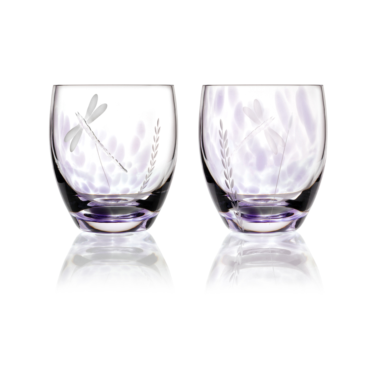 whiskey-glas-irland-irish-wild-heather-libelle-002 2 x Wild Heather Whiskey Tumbler - Handgefertigtes Kristallglas aus Irland