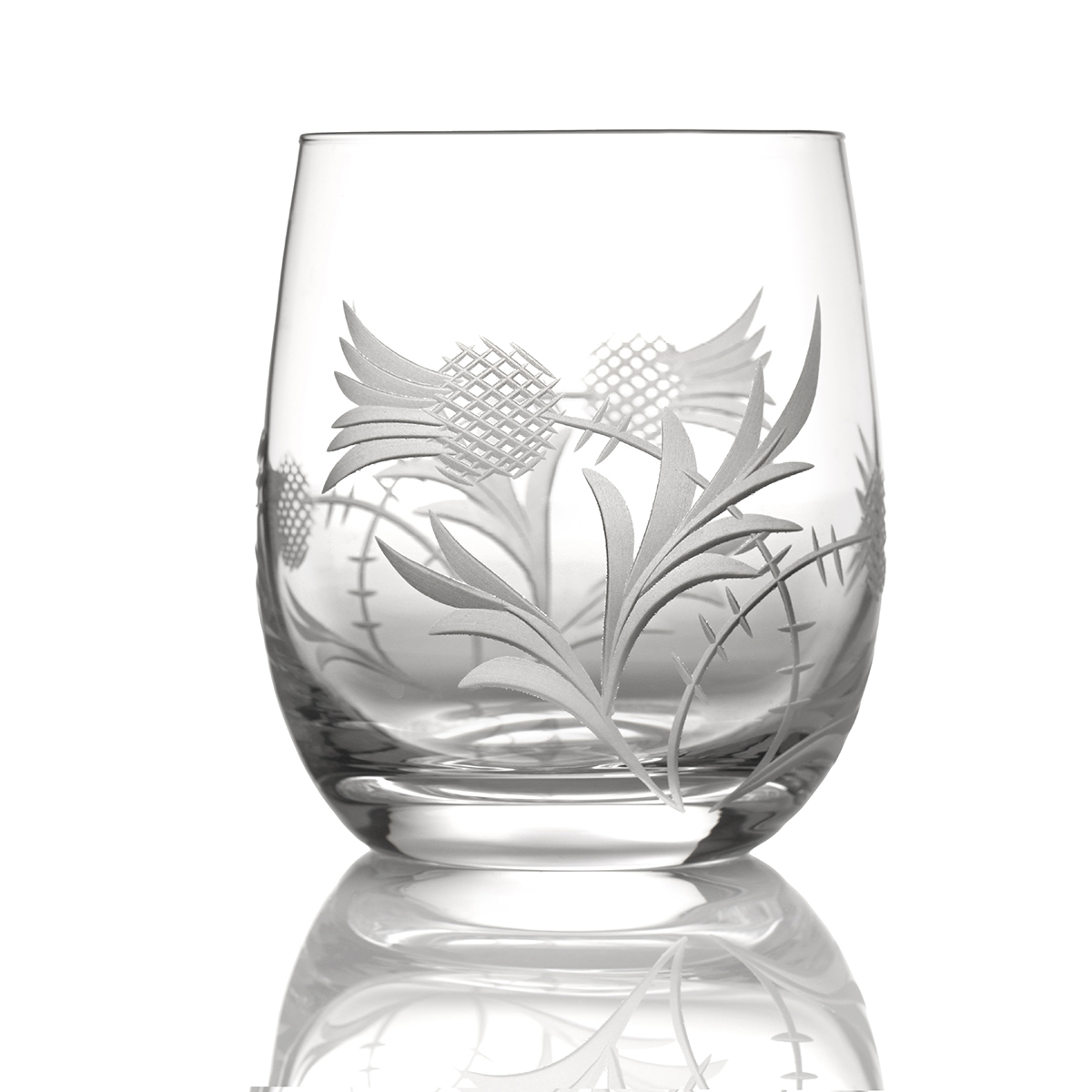 Flower of Scotland Barrel Tumbler - Kristall Whiskyglas mit Distelschliff aus Schottland