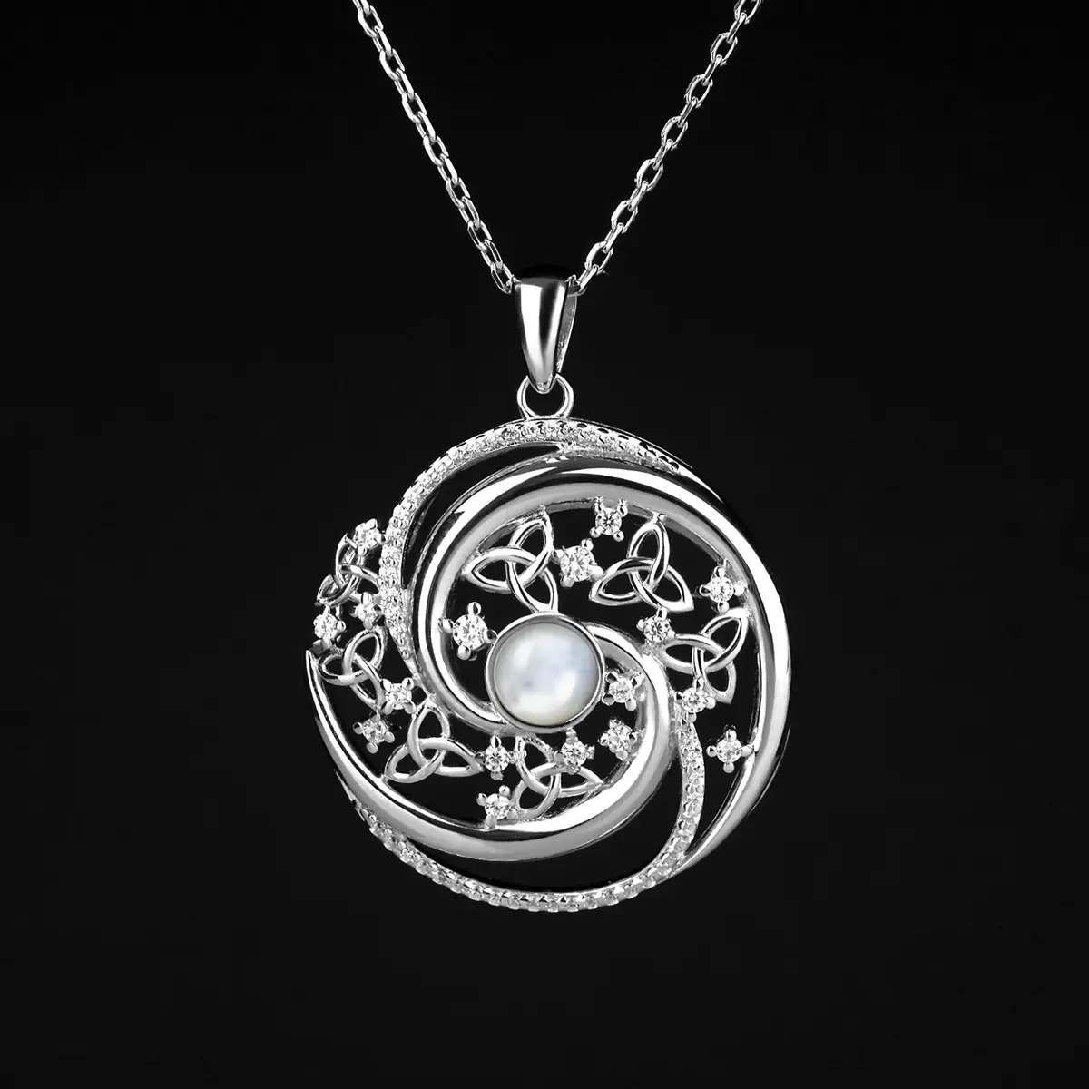 kette-anhaenger-arian-trinity-perlmutt-silber-irland-003 Arian Mother of Pearl - Keltische Trinity Kette aus Sterling Silber & Perlmutt