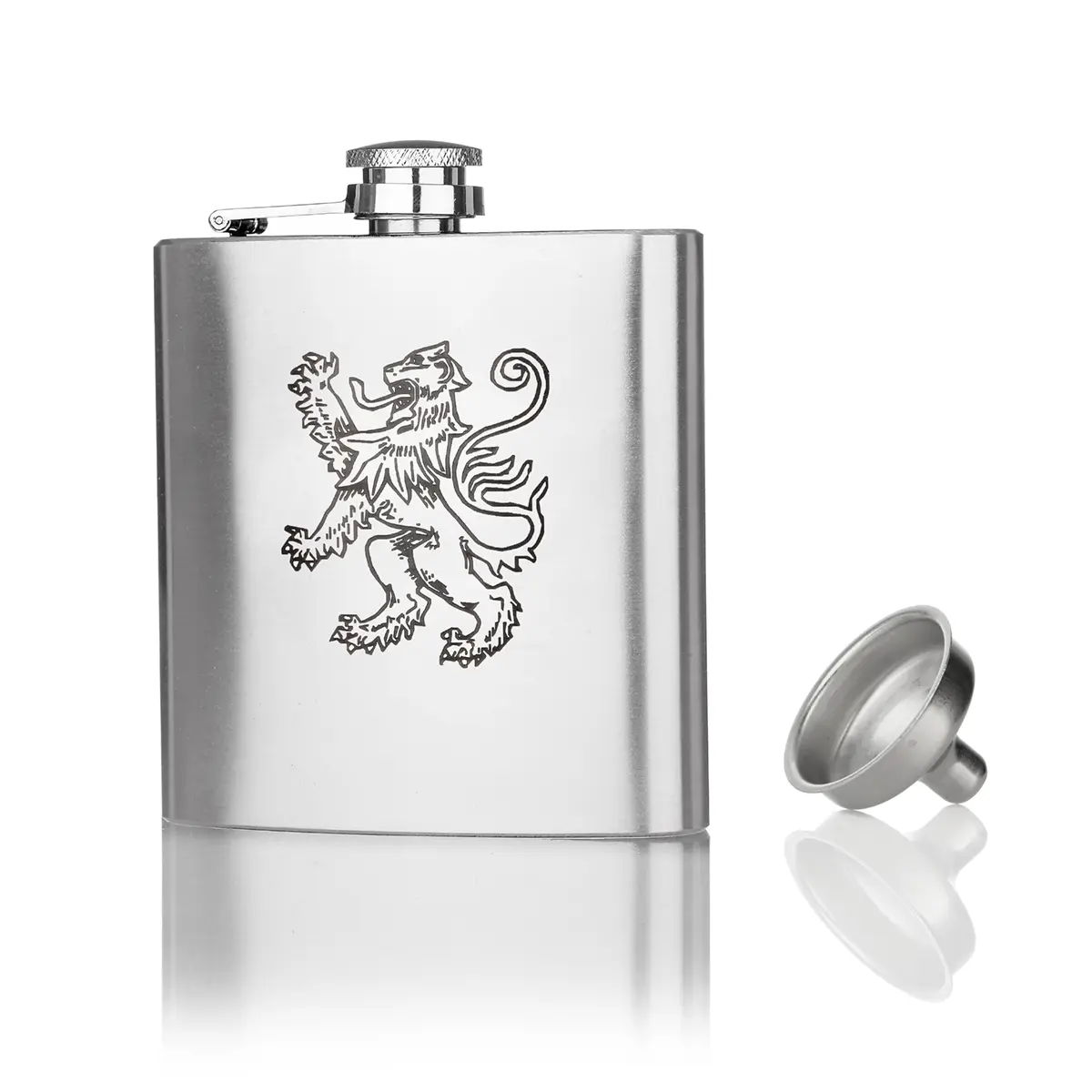 whisky-flachmann-lion-rampant-schottischer-loewe-1 Lion Rampant - Schottischer Flachmann aus Edelstahl