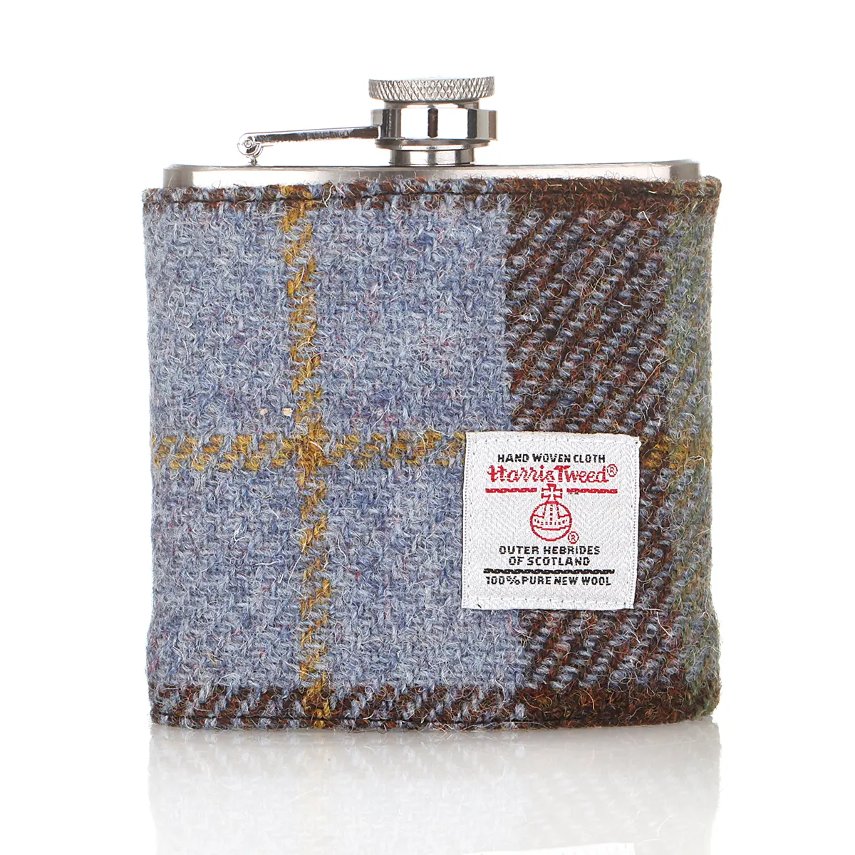 Harris Tweed Flachmann & Manschettenknöpfe Set aus Schottland - MacLeod Tartan