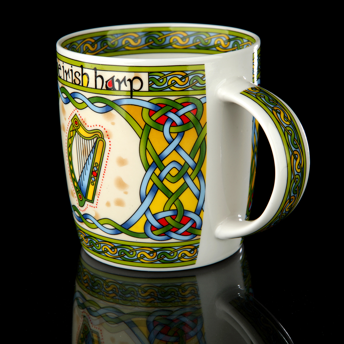 Kaffeebecher-Mug-Irland-irish-harp-harfe-004 The Irish Harp Mug - Kaffeebecher mit irischer Harfe & keltischem Muster