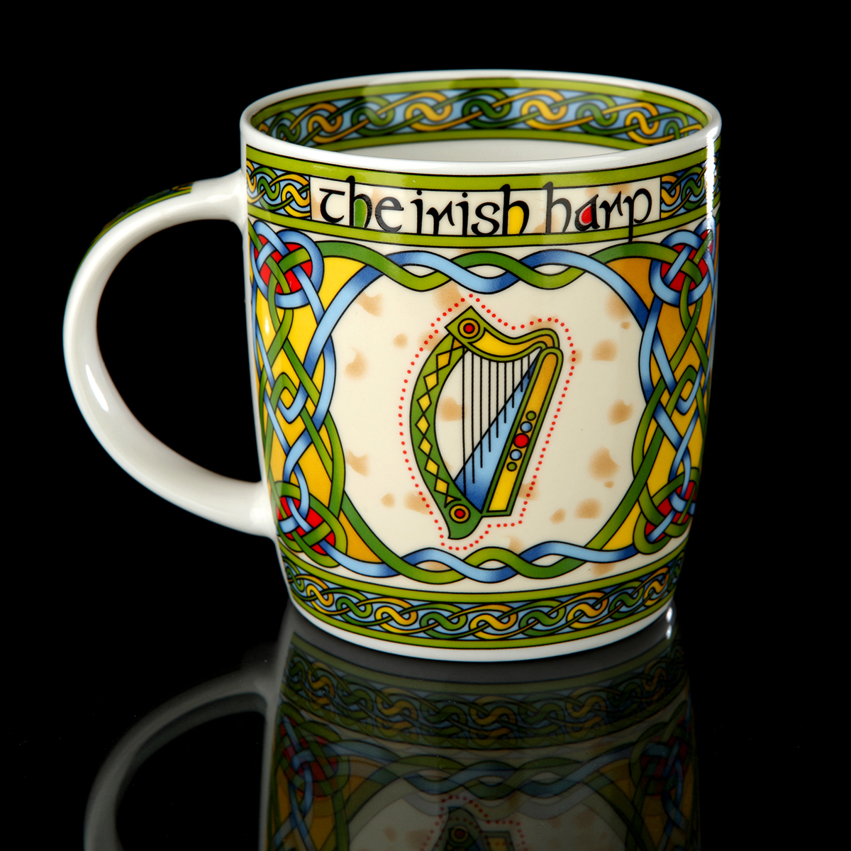 Kaffeebecher-Mug-Irland-irish-harp-harfe-002 The Irish Harp Mug - Kaffeebecher mit irischer Harfe & keltischem Muster