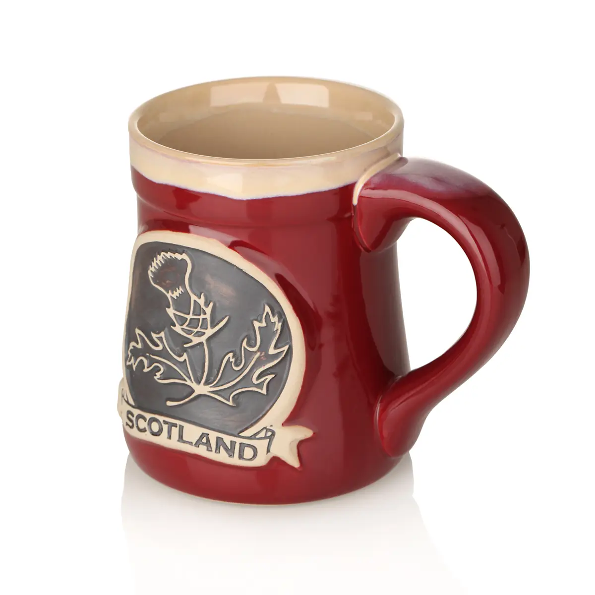Scotland Thistle Stoneware Mug - Schottische Distel Kaffeecher - Rot