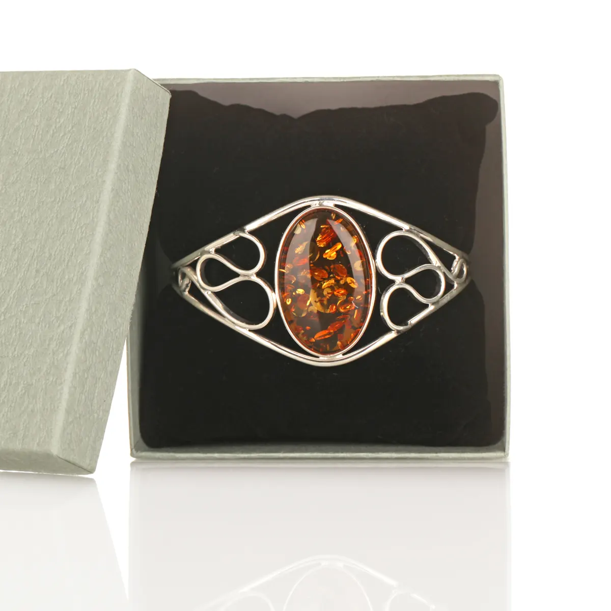 Honey Amber Bangle - Irischer Armreif aus honigfarbenem Bernstein & Sterling Silber