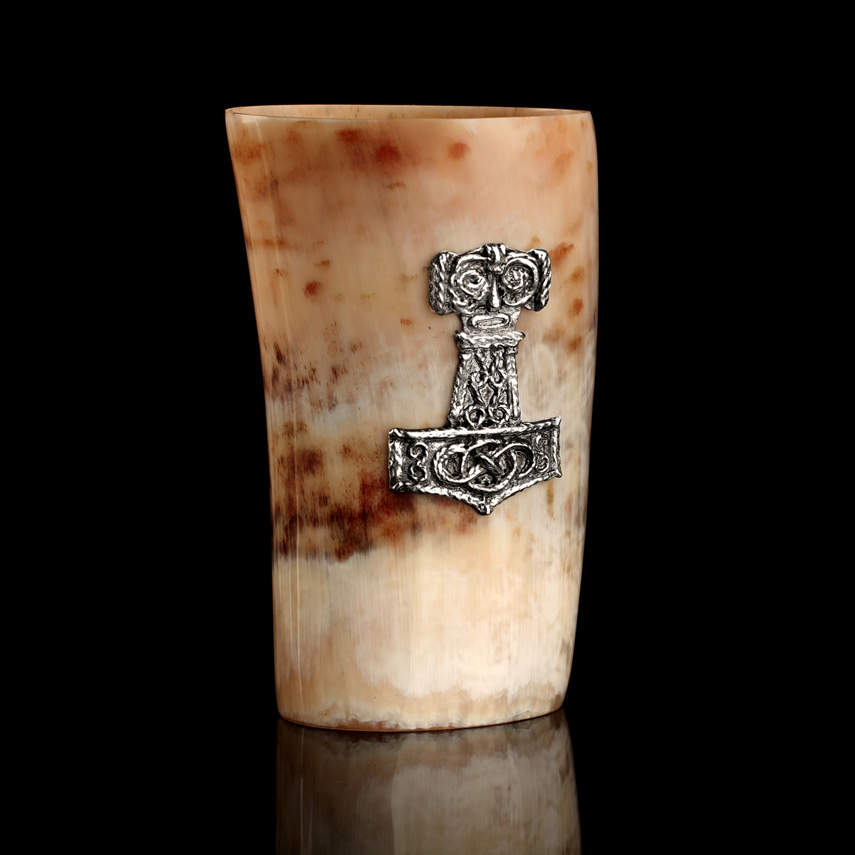 Becher-Horn-Hornbecher-Trinkhorn-thor-hammer-500-006 Thors Hammer - Wikinger Hornbecher / Trinkhorn 0,5l - echtes Horn