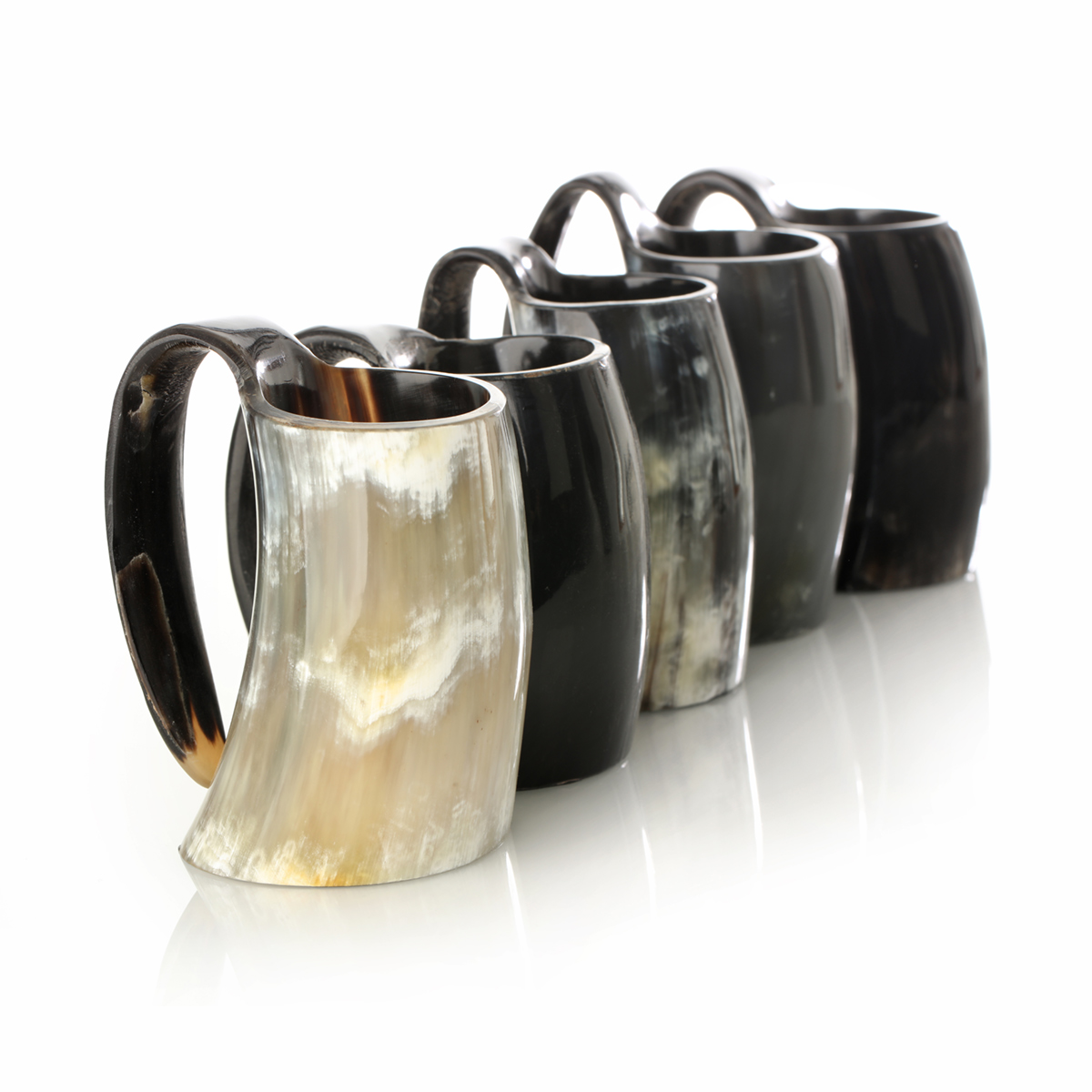 Becher-Horn-Henkel-Wikinger-Hornbecher-Trinkhorn-500-014 Wikinger Hornbecher mit Henkel - 0,3 Liter - Rinderhorn poliert