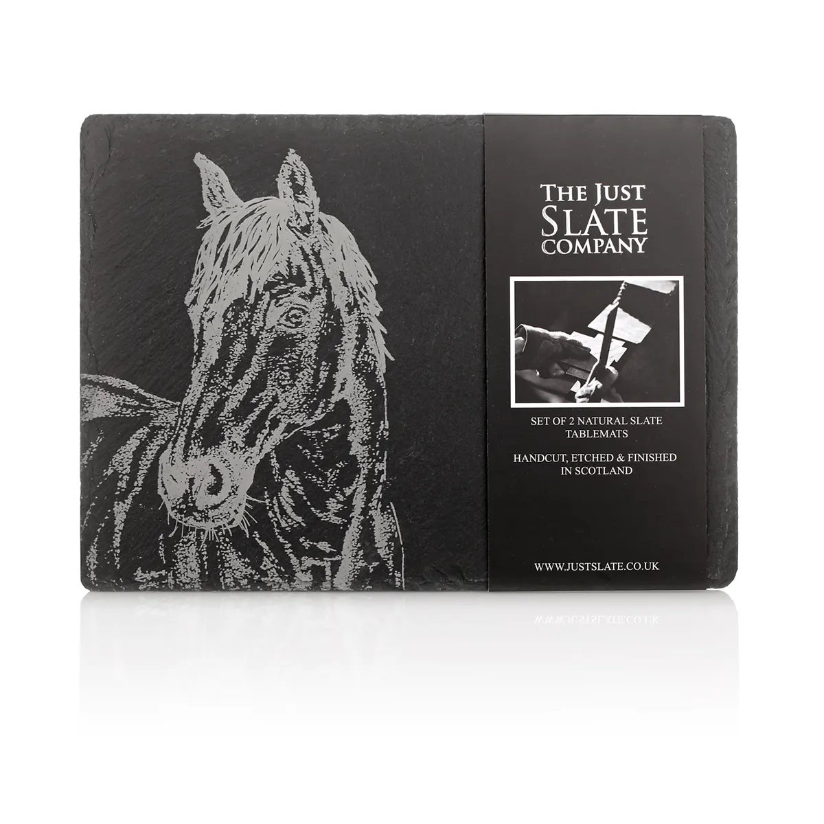 tischset-platzset-2er-set-schiefer-schottland-horse-pferd-portrait-002 Horse Portrait - 2er Platzset / Tischset handgefertigt aus Schiefer