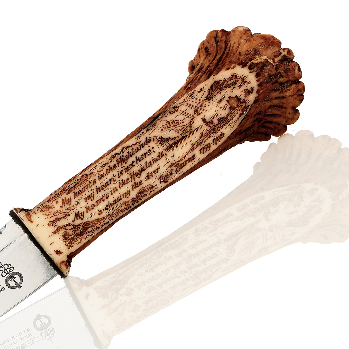 sgian-dubh-highland-kilt-burns-horn-002a highland Saltire Sgian Dubh - Schottische Flagge- Edelstahl mit Lederscheide