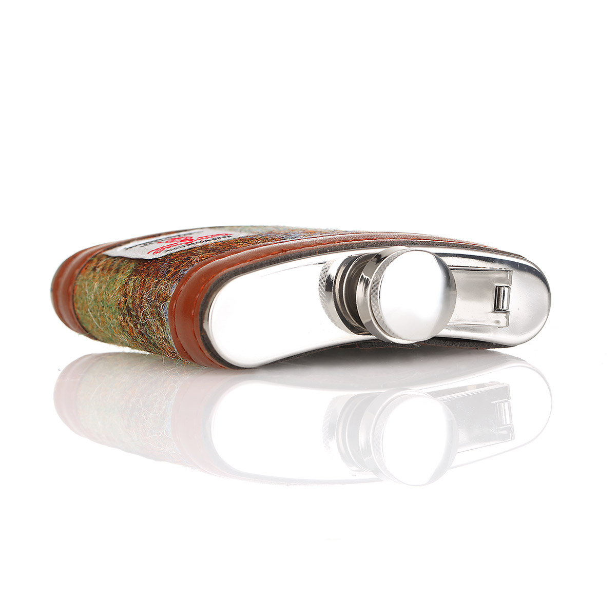 flachmann-hip-flask-edelstahl-schottland-tartan-harris-tweed-karo-012 Harris Tweed Flachmann aus Schottland in MacLeod Tartan