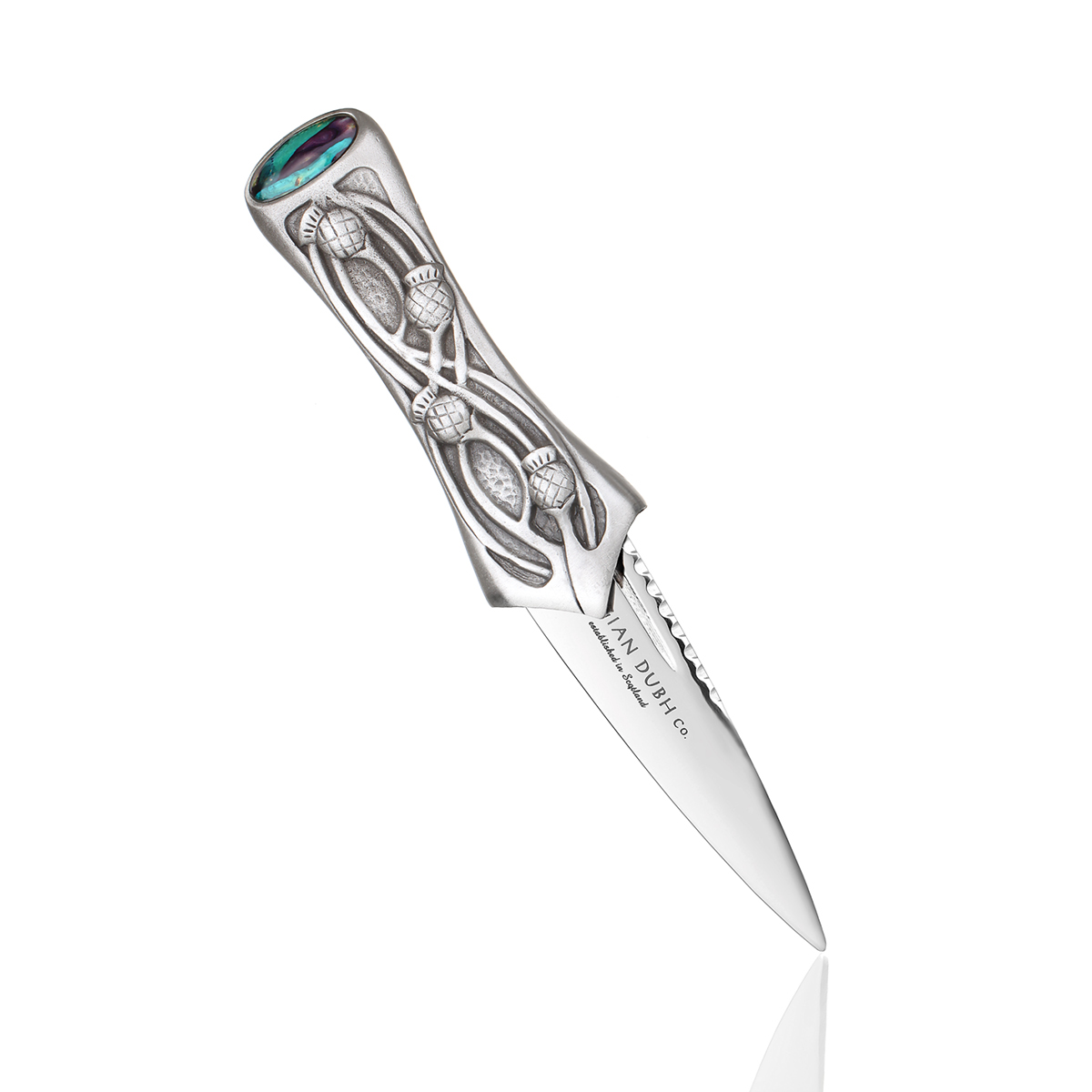 Heathergem Thistle  Sgian Dubh aus Schottland mit Griff aus Zinn & Heideholz