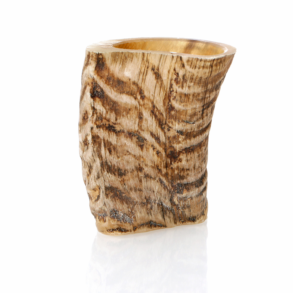 Shot-Glas-Becher-Schafshorn-Natur-003 Shotbecher  / Schnapsbecher aus echtem Widderhorn / Schafshorn - aussen natur