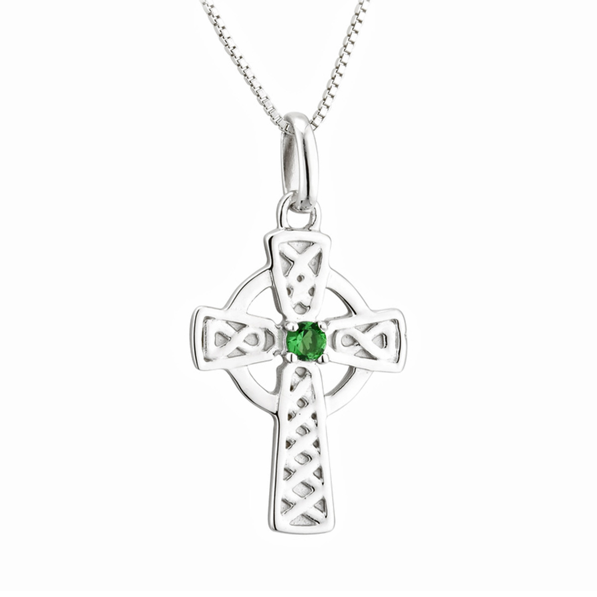 Crystal Cross - Keltisches Kreuz Kette & Anhänger aus Irland - Sterling Silber & Kristall