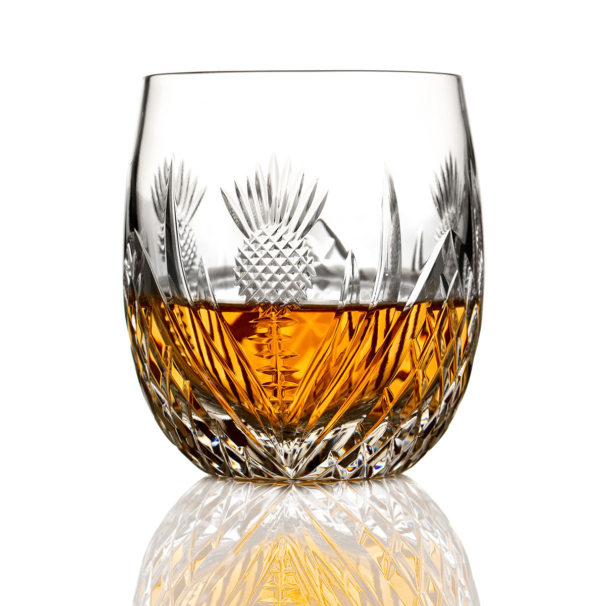 Schottische Distel - Kristall Whiskyglas aus Schottland  mit Distelschliff