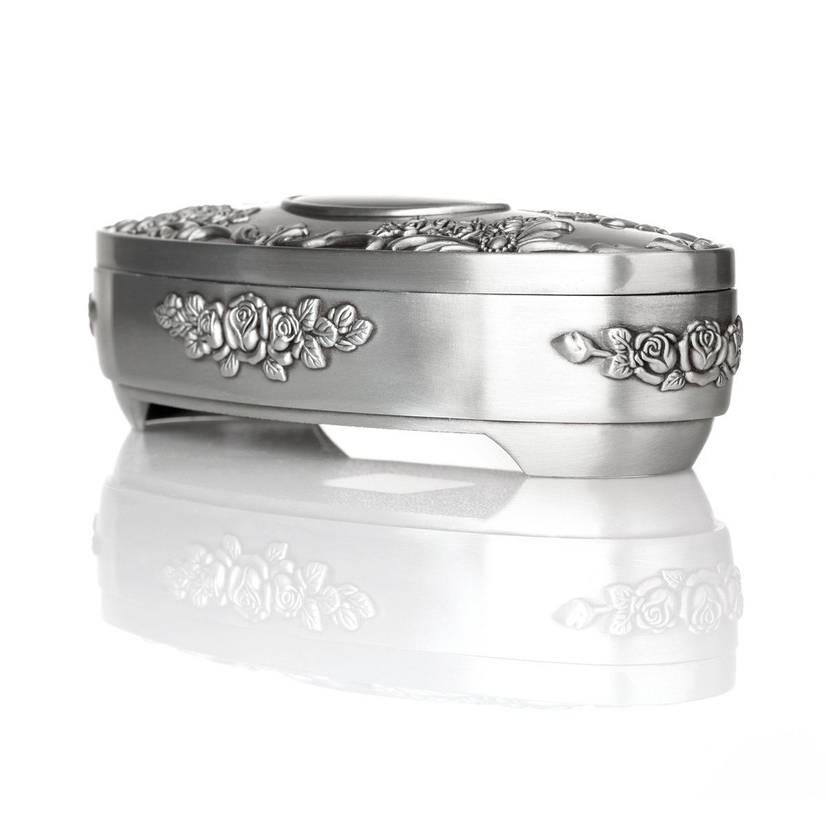 schmuck-schatulle-kasten-keltisch-silber-metall-irland-013 Ovale Schmuckschatulle mit floralen Ornamenten - handgefertigt in Irland
