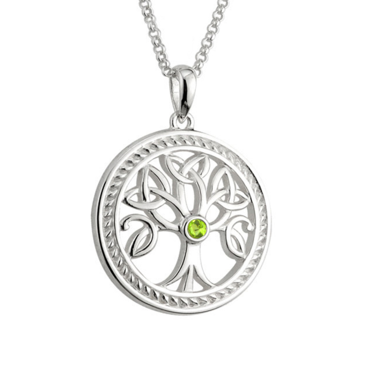 Trinity Tree of Life Kette  & Anhänger aus Irland - Sterling Silber & Kristall 