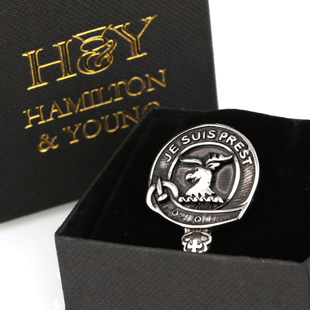 brosche-outlander-suis-prest-edelstahl-schottland-001 Je Suis Prest - Outlander Clan Fraser Brosche aus Edelstahl - schottischer Schmuck