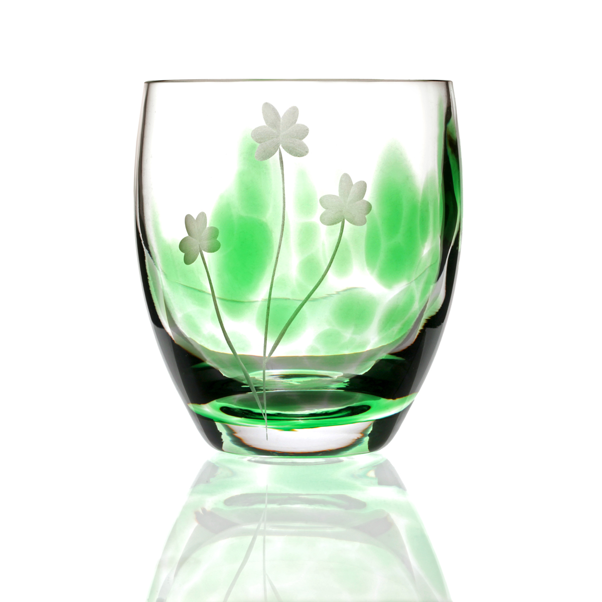 2 x Irish Shamrock Whiskey Tumbler - Handgefertigtes Kristallglas aus Irland