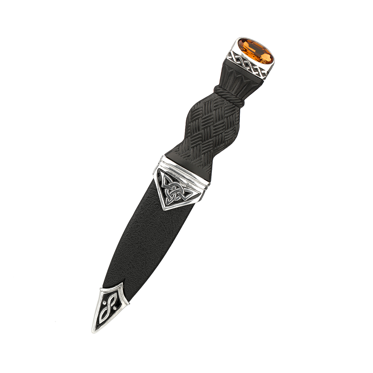 Cairngorm Amber Highland Sgian Dubh aus Schottland - Keltische Muster & Kristall