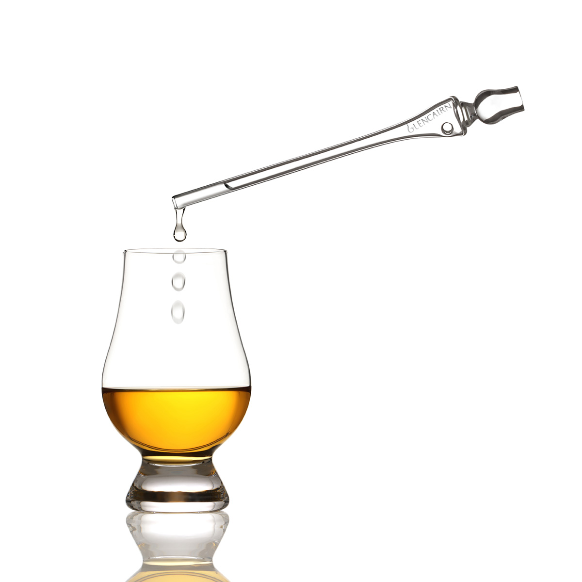 Glencairn Whisky Wasser Pipette / Dropper aus Glas  - Handgefertigt in Schottland