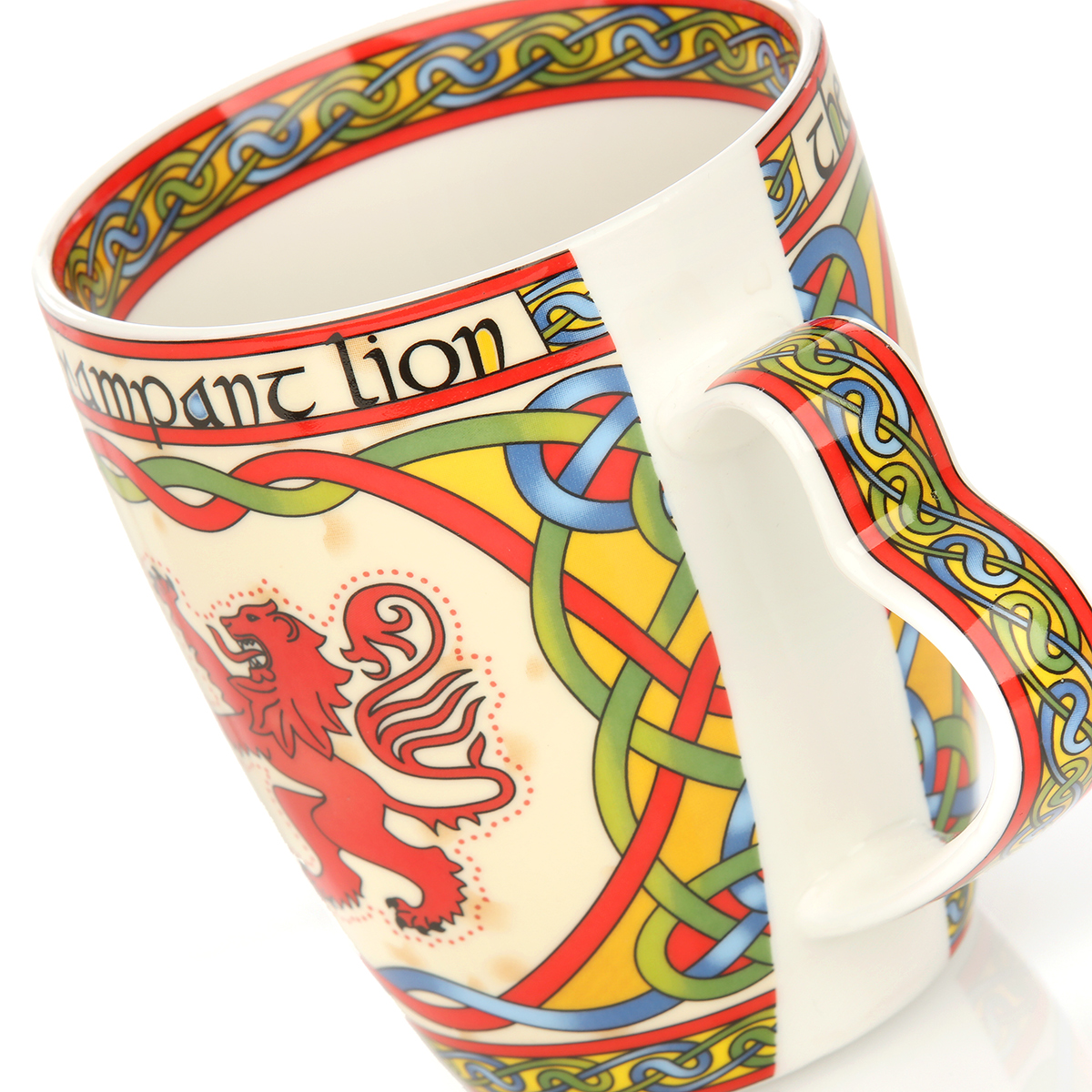 The Rampant Lion Kaffeebecher - schottischer Löwe & keltische Ornamente