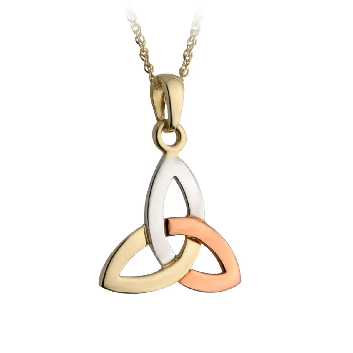 Tricolor Trinity - fein gearbeitete keltische Trinity Kette aus Gold