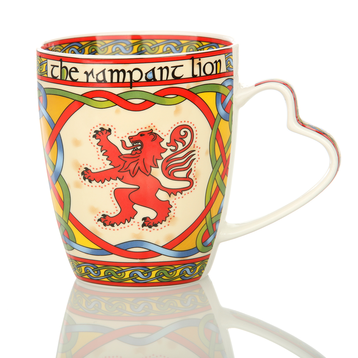 The Rampant Lion Kaffeebecher - schottischer Löwe & keltische Ornamente